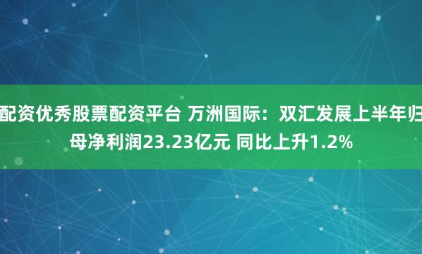 配资优秀股票配资平台 万洲国际：双汇发展上半年归母净利润23.23亿元 同比上升1.2%